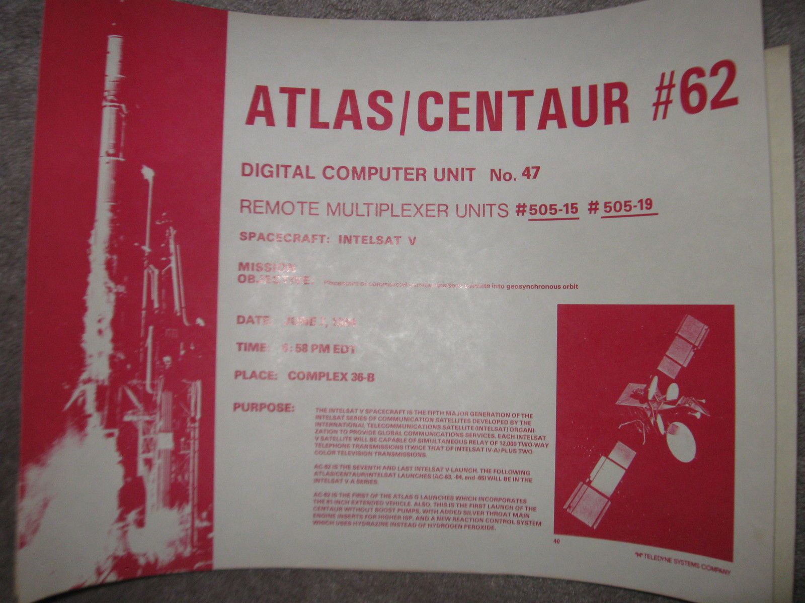 Atlas / Centaur #62 launch poster